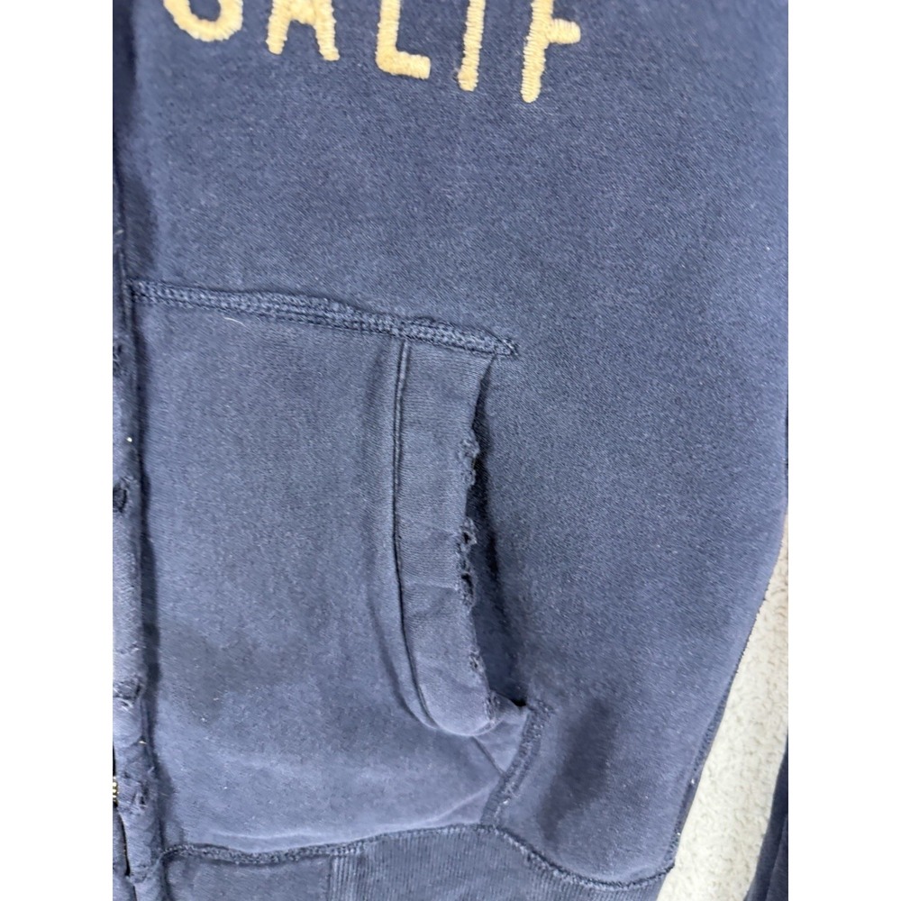 Hollister Hoodie Mens Size L‎ Blue Full Zip Longboards Calif Logo Y2K Distressed - Picture 6 of 14
